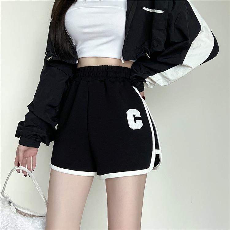 Gray Sports Casual Pants for Women In Summer, Small High-waisted, Slim, Relaxed Fit Wide-leg Pants Shorts