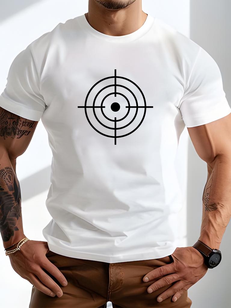 Target Bullseye Simple Front Print Unisexs Crew Neck Short Sleeve Casual Daily Basic Soft Comfort Fit Summer Wear Tee Shirt Top
