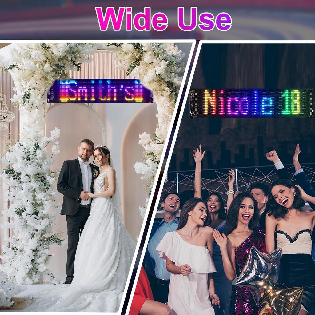 USB Programmable LED Matrix Sign Panel 5V Flexible Scrolling Display APP Remote Text Animation Screen for Car Window Store Bar