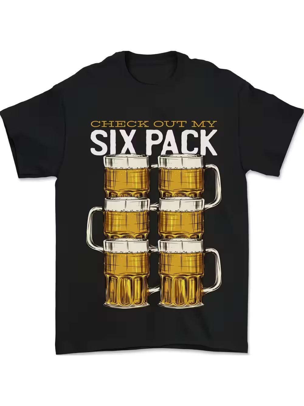 

Men S Funny Beer Lover Graphic T-Shirt - Check Out My 6-Pc Slogan And Beer Mug Design L