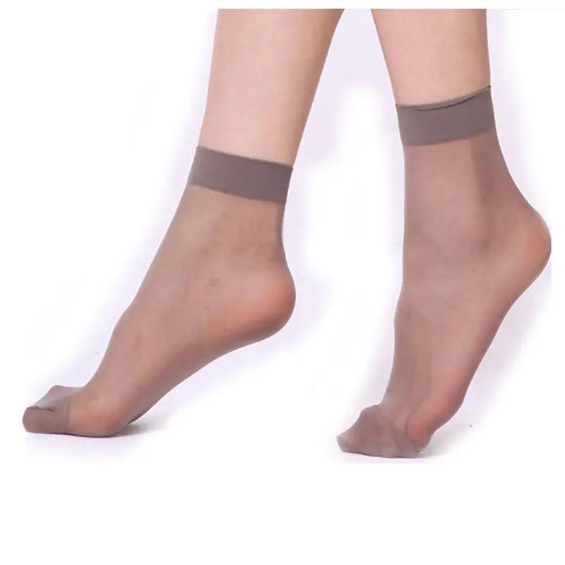 Summer Transparent Socks Ultrathin Women Crystal Silk High Elastic Non-Slip Nylon Soft Fashion Middle Tube Ankle Stockings