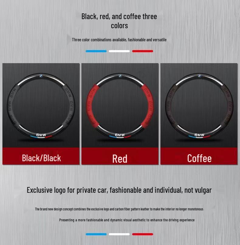 Carbon Fiber Suede Steering Wheel Cover for BMW 3, 4, 5, 7 Series & X1-X7 Models