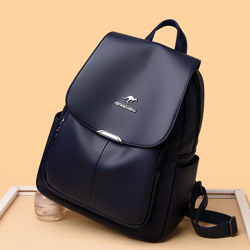 Schoolbag Brand Soft Leather Backpack Bag Women's 1011 New Fashion Korean Version Large Capacity Travel Versatile Soft Leather Women's Backpack
