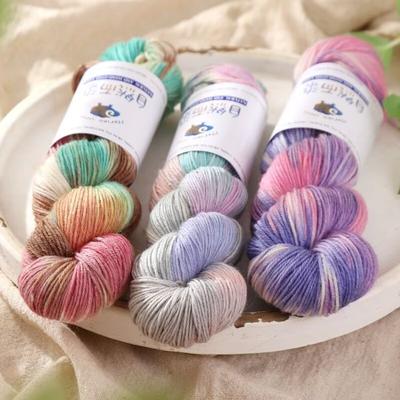 300g 3 adet El Yapımı Boyalı Yün İpliği DIY Örgü Kazak Eşarp Tığ İşi Dopamin Gradyan Renk Pamuk Yün İpliği