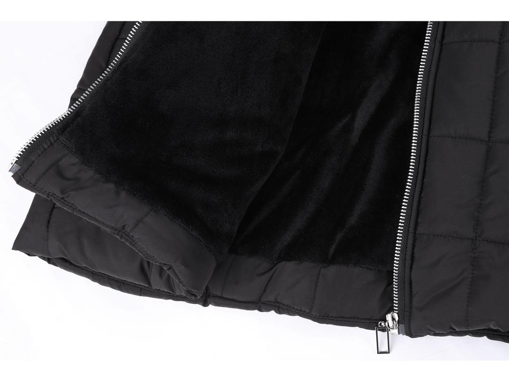 Damen Winterjacke mit Kapuze, langen Ärmeln, aus warmem Samt-Baumwollgemisch, mittellang, mit Reißverschluss