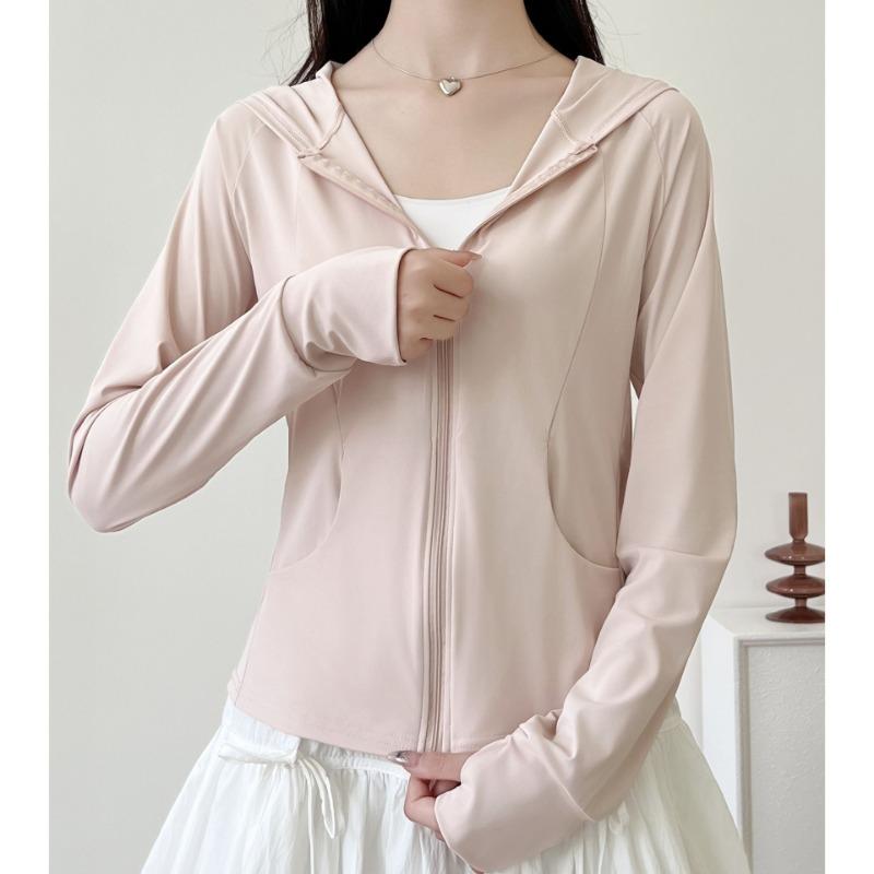 Womens Pocket Design Hooded Lightweight Uv Protection Outdoor Sun Blocking Skin Jacket