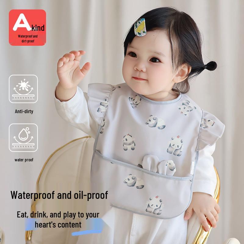 Waterproof Sleeveless Baby Feeding Bib - Lace, Stain-Proof Coverall for Infants & Toddlers