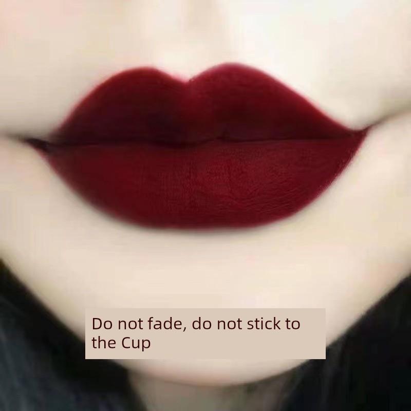 Li Jiaqi Recommend Non-Fading No Stain on Cup Burgundy Lipstick Raincoat Matte Long Lasting Waterproof Moisturizing Cherry Color