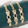 European and American Double Leopard Head Bracelet Men's Jewelry Hip-hop Punk Fashion Thick Bracelet