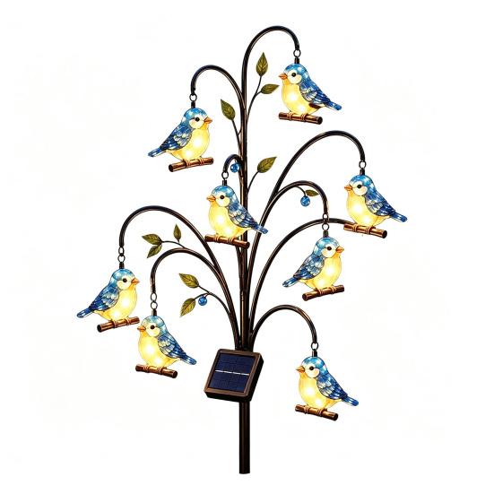 Solar Garden Bird Stakes Outdoor Pathway Light, Bird-shaped Stump Decorative Stake with Warm Powered Yard Decorations LED Lights, Waterproof