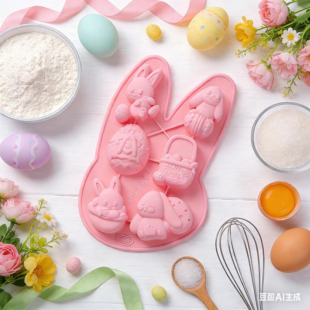 3D Rabbit Silicone Mold Easy Release Handmade Crafts Casting Tool Easter Silicone Molds for Gummies Cupcake Fudge Candy Jelly