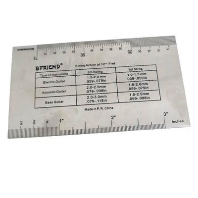Regla de acción de cuerda de acero inoxidable, herramienta de calibre, Regla de Medición de distancia de cuerda para bajo y guitarra