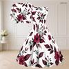 Women Plus Size Floral Printed Two Piece Set Square Neck Sleeveless Tie Waist Flared Dress Short Sleeve Cropped Shrug