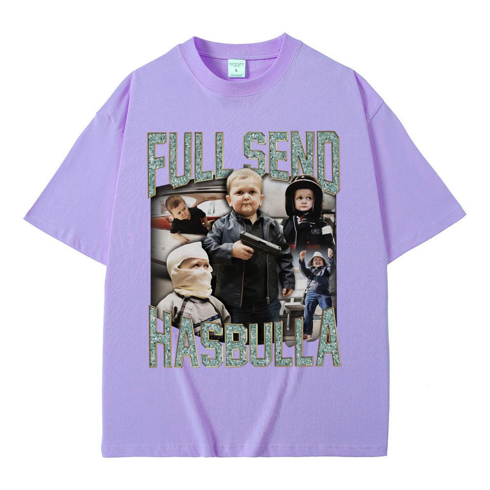 Full Send Hasbulla Magomedov T-shirts Russia Mini Khabib Blogge Fighting Funny Meme T Shirts Men Women Vintage Oversized T-shirt