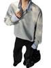 Men's Spring/Autumn Color Block Hoodie with Shirt Collar - Long Sleeve Patchwork Polo Jacket