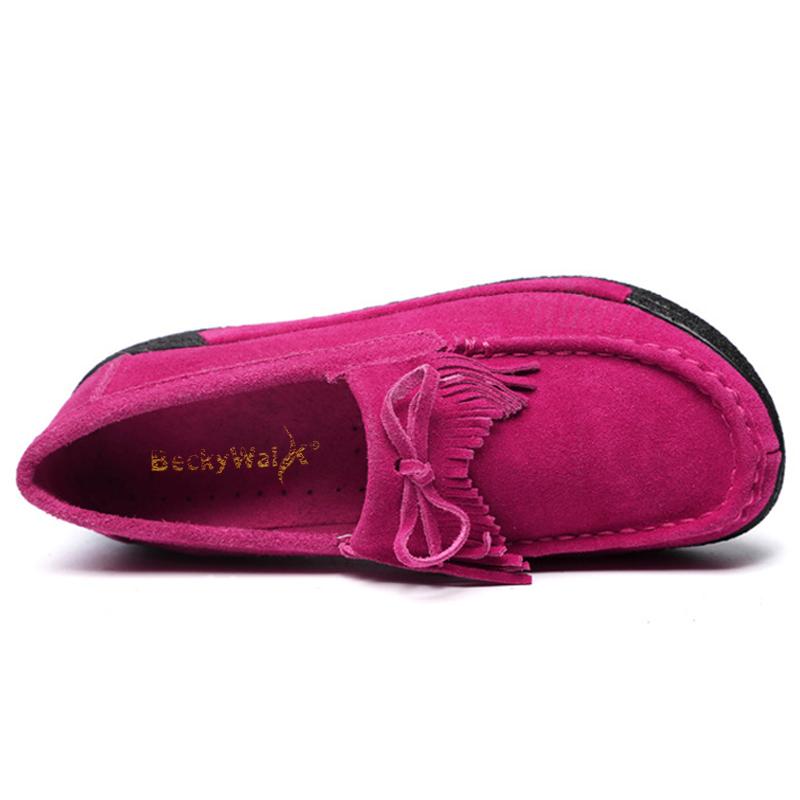 Autumn Thick Bottom Platform Sneakers Women Shoes Suede Leather Casual Shoes Women Tassels Zapatos Mujer Loafer 3351/3352