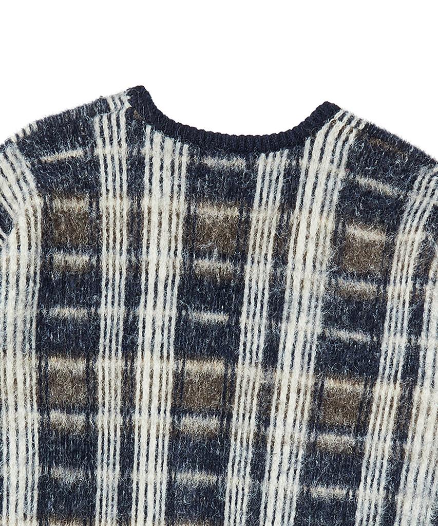 Beyond Closet Preppy Hairy Check Mohair Tough Cardigan Navy