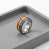Edelstahl Regenbogen Emaille Breiter Band Partnerring