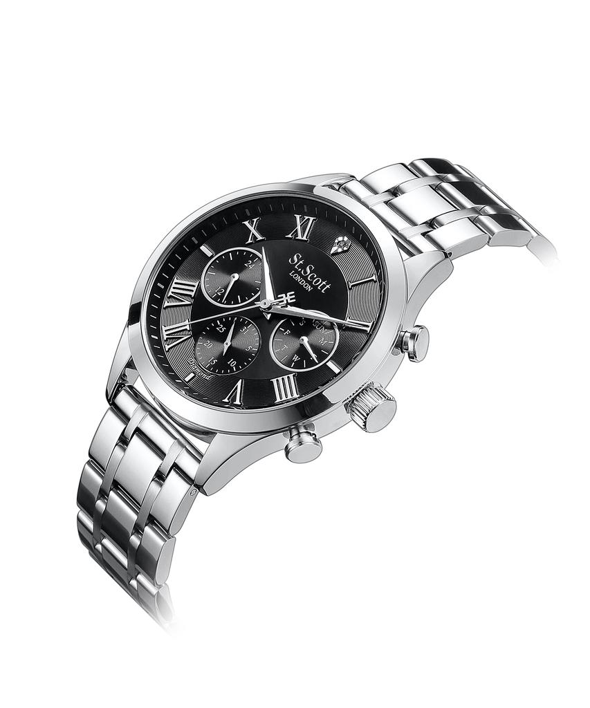 Seinteuseukoteuleondeon Hestia Diamond Multi Watch + Leather Band - Black / St7501M-Sbs1