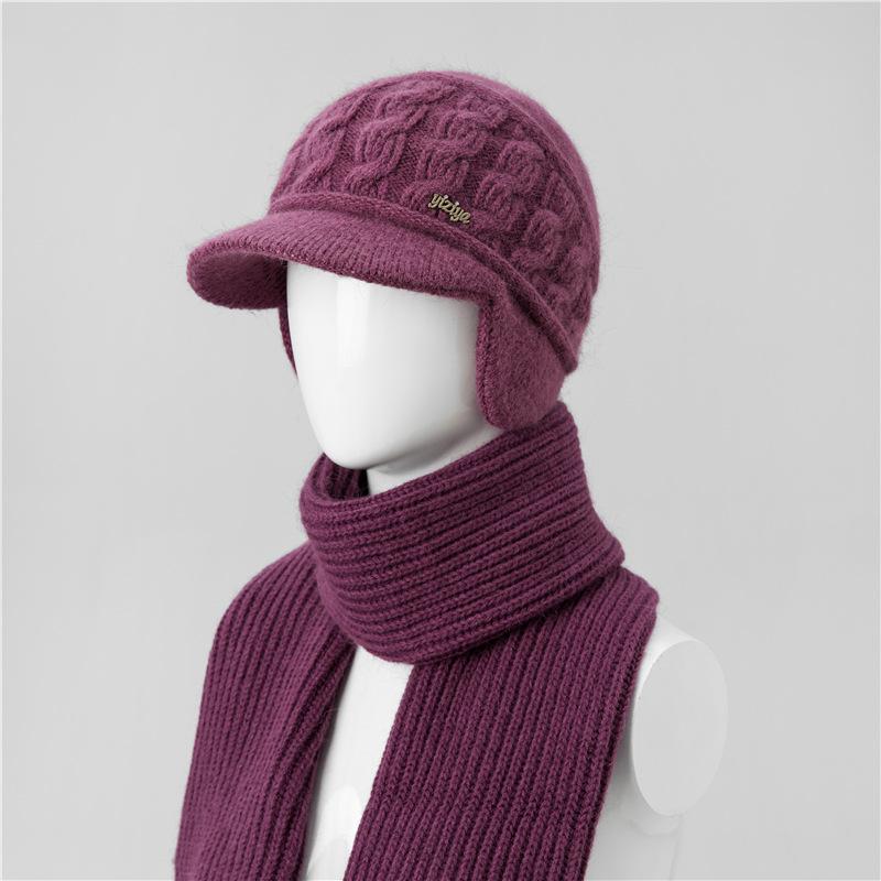 Thickened Fleece, Female Winter Elderly Ear - Protector Wool Hat, Warm for Cold Weather