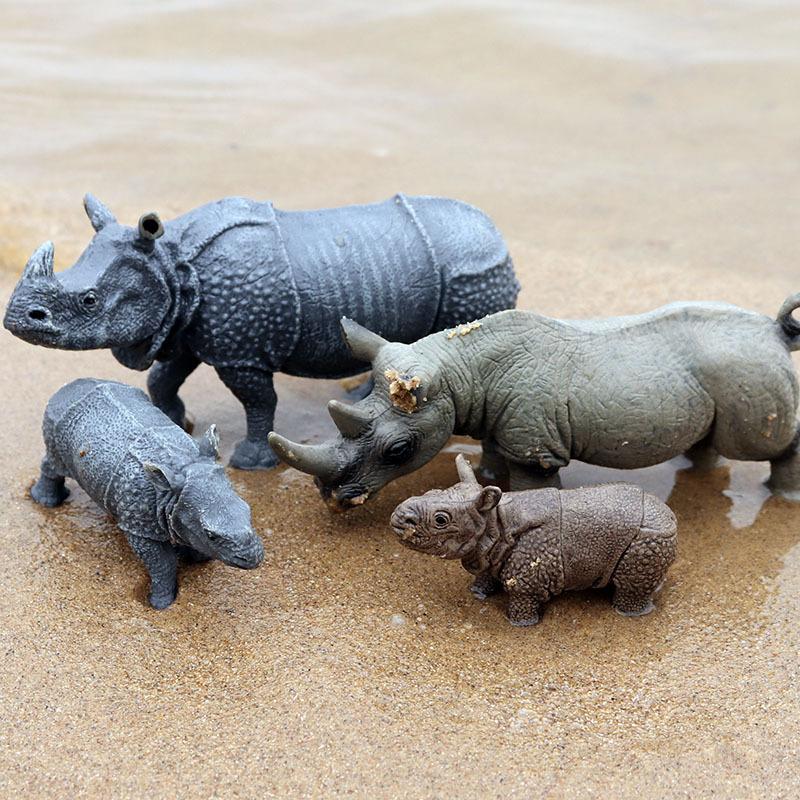 Oenux Modello Animale Selvatico di Simulazione Rinoceronte Rinoceronte Ippopotamo Ippopotamo PVC Ornamento per la Casa Animale Giocattolo Educativo per Bambini Regalo