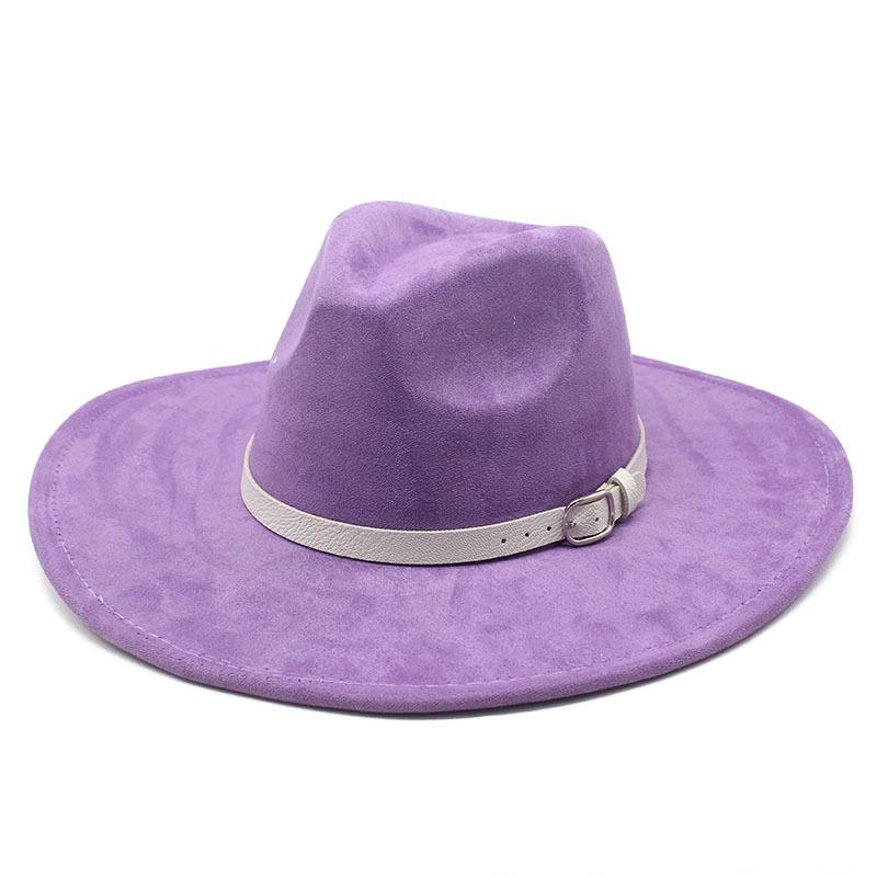 Big Edge Jazz Top Hat Women'S 9Cm Brim Suede Peach Heart Top Fringed Hat