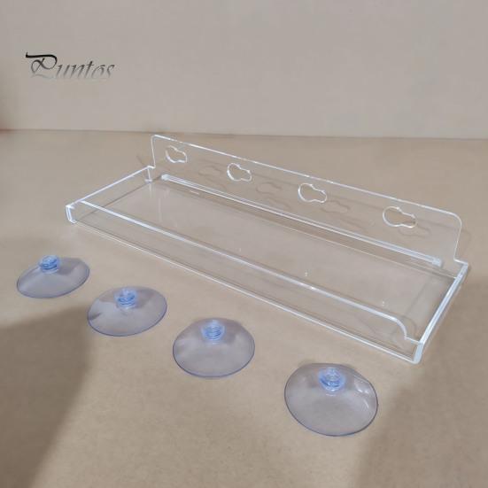 No Drill Window Shelf Plant with Suction Cup And Protective Edge, Clear Acrylic Floating Sturdy Vertical Garden Display Shelf, Wall Mounted