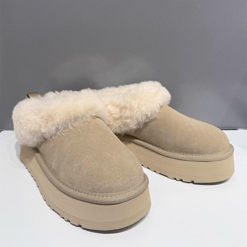 Designer-Schneestiefel mit dicker Sohle und erhöhtem Schaft, integriertem Lammfell-Wolle, für Damen im Winter 2024, Neue warme und flauschige Kurzstiefel