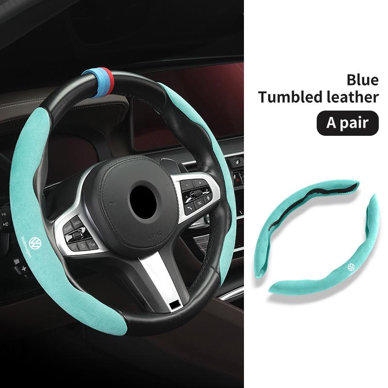 Leather Car Steering-wheel Cover Anti-slip Steer Wheel Cushion For Volkswagen VW Scirocco Passat Polo B5 B6 B7 CC Tiguan Sharan QS0