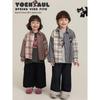 Girls' Long-Sleeve Cartoon Collar Plaid Cotton Shirt