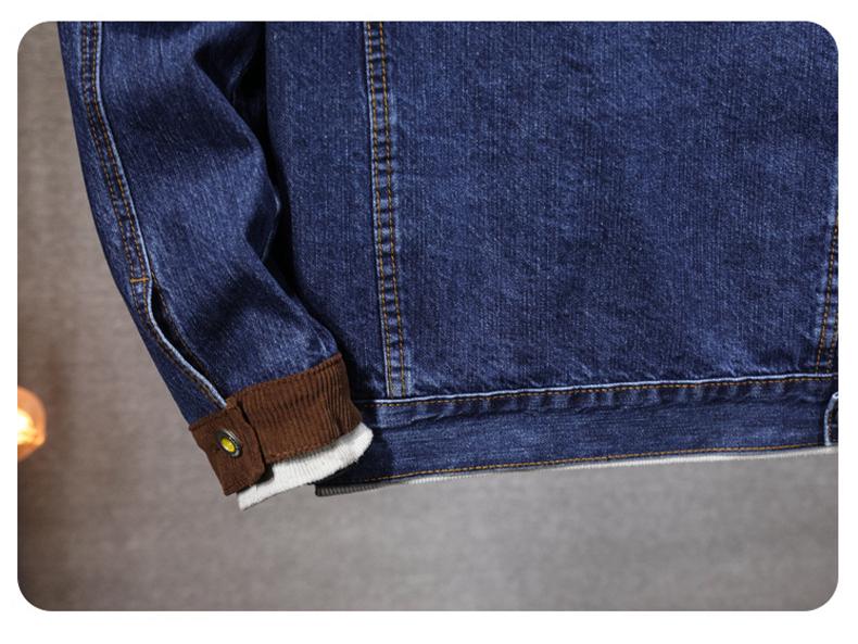 2024 Autumn/Winter Men's Corduroy Patchwork Denim Jacket - Trendy, Loose-Fit American Streetwear Style