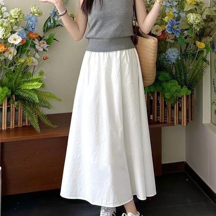 Women s Black High-Waist A-Line Skirt - Slimming Mid-Length for Autumn 2025 S белый