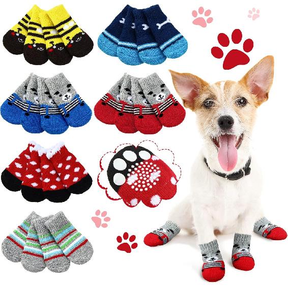 Sadnyy 24 Pcs Dog Socks for Small Medium Large Non Slip Pet Puppy Dog Socks Paw Protectors Outdoor Traction Control for Hot Pavement Hardwood Floor
