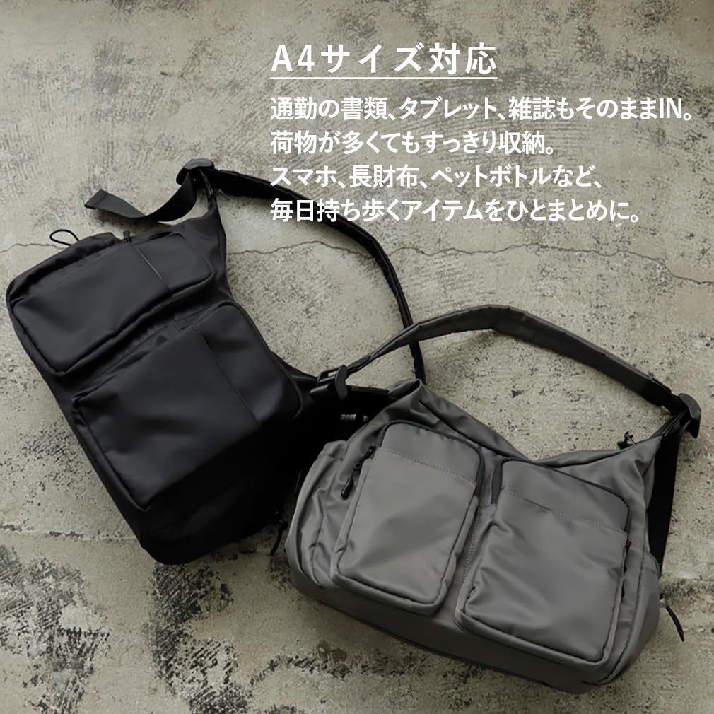 VITAFELICE Nylon Shoulder Bag for Men and Women 13-Pocket (inb-10201z) (Black)