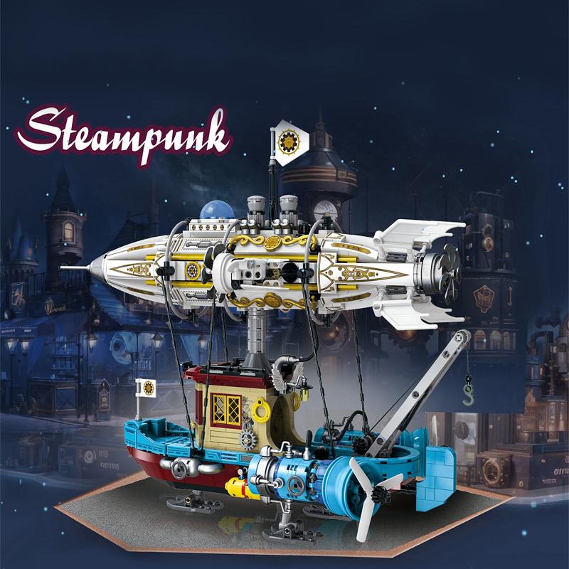 High-Standard 1256Pcs Superior-Grade Technical-Designal Creative First-Class Steam High-Standard Punk Premium-Quality Mechanical First-Class Airship no box