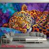 1Pcs Colorful Oil Painting Leopard Tapestry, Sleeping Leopard Wall Hanging, Aesthetic Room Decor Suitable Offices Bars Party