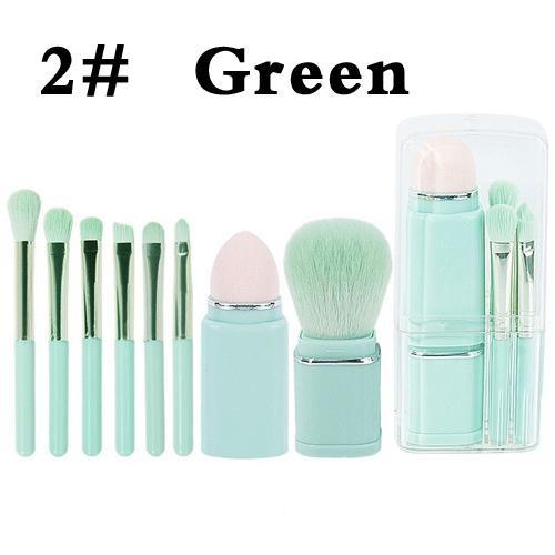 

8 шт./компл. портативный телескопический набор кистей для макияжа, пуховка, тени для век, дорожный набор, кисть для бровей