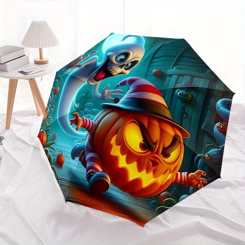 1pc Lively Pumpkins and Ghosts Automatic Opening and Closing Umbrella - Suitable for Various Occasions, Outdoor Activities, Lightweight and Durab
