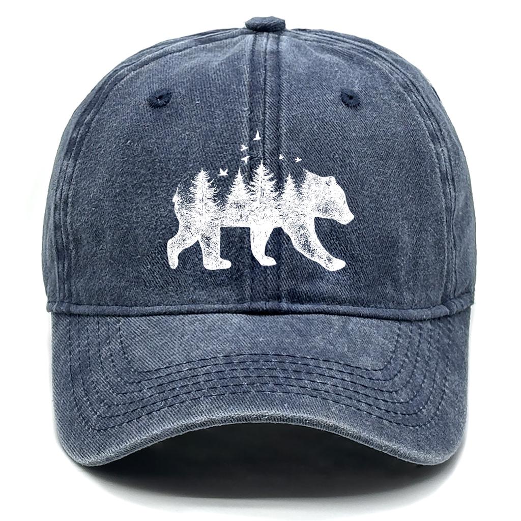 Forest Bear Washed Cotton Snapback Baseball Caps Gorra Hombre Leisure Distressed Adjustable Baseball Hat For Mountaineering