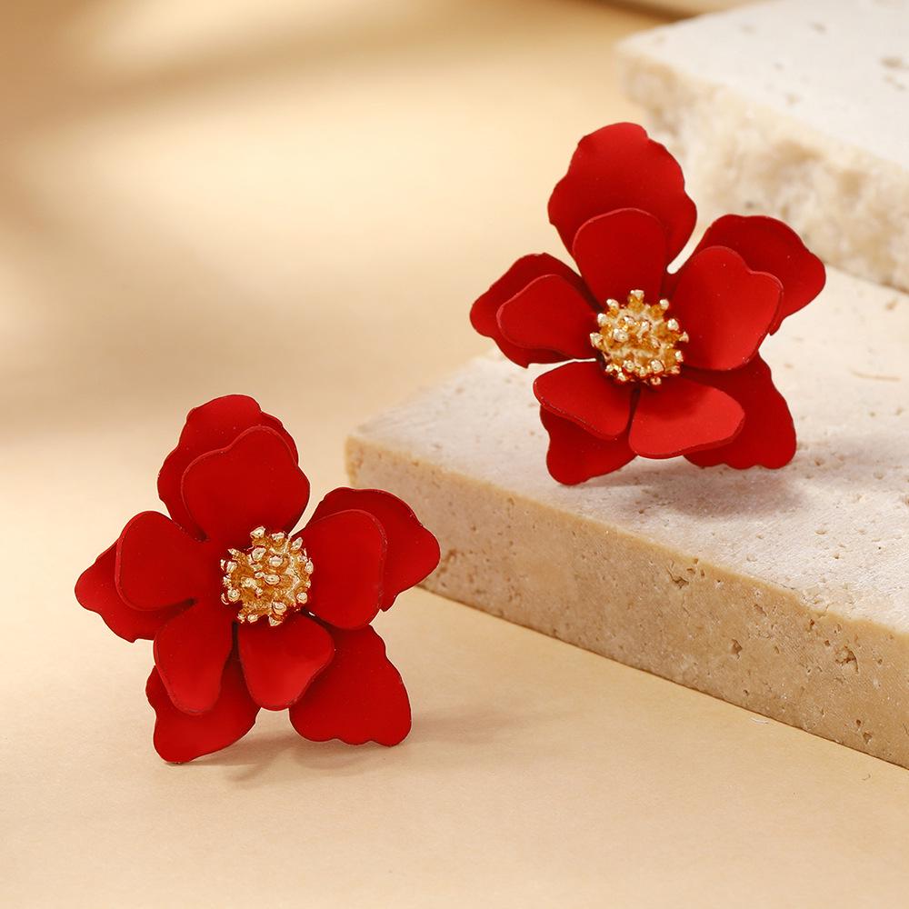 Korean Style Sweet Petal Flower Earrings - Simple, Creative, Multi-Layer Design