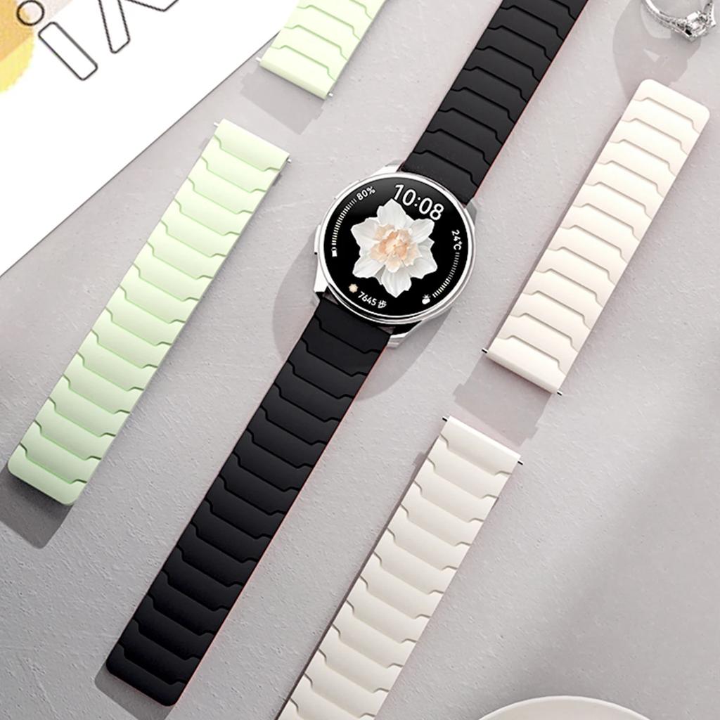 22mm 20mm Magnetic Band For Samsung Galaxy Watch 7 6 5 4 3 Silicone Loop Strap For Huawei Watch GT5/4/3Pro 46mm For Redmi Watch