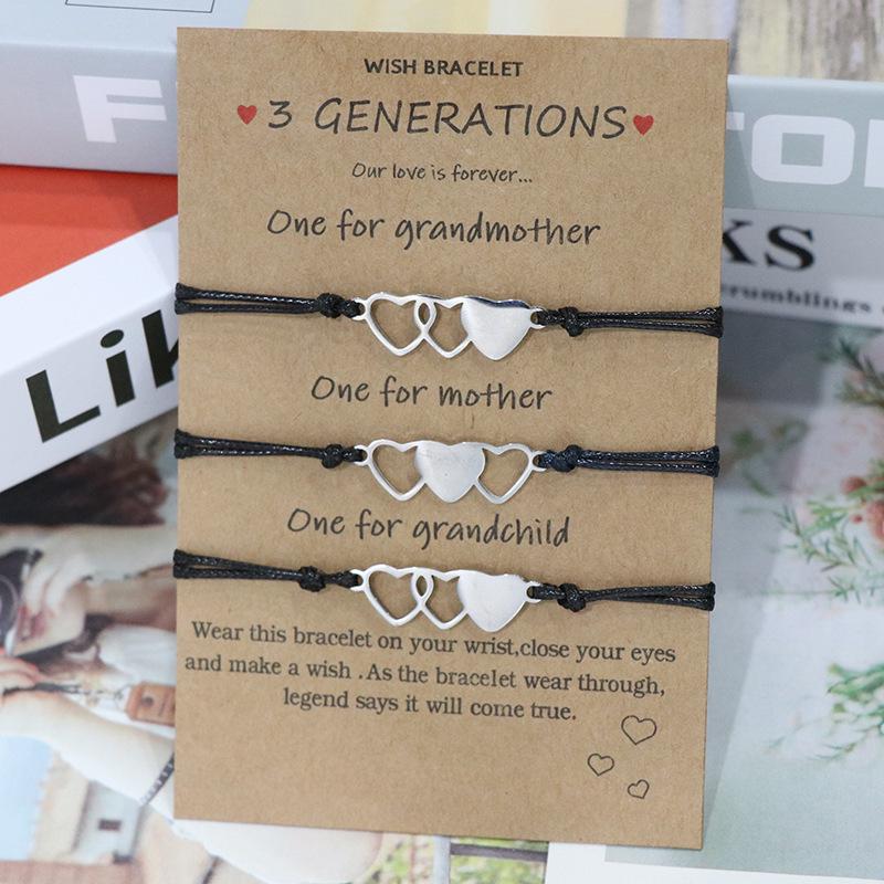 Heart-Shaped Friendship Bracelet Trio for Sisters and Friends