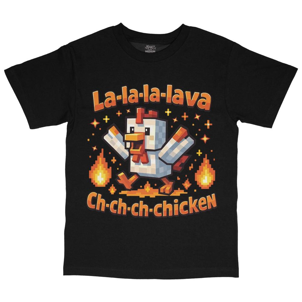 Men Women Pixel Art Lava  Chicken Graphic Summer Fashion Cartoon Round Cute Casual Short Sleeve TShirt Funny