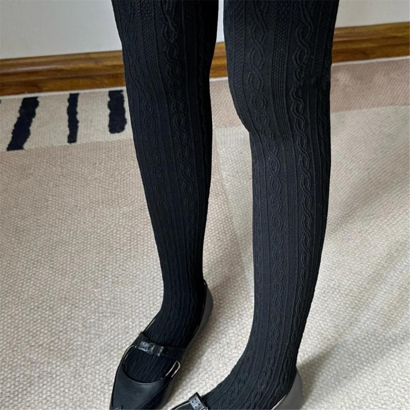 Women Japanese Twist Striped Pattern Jacquard Stockings Pantyhose Spring Fall Opaque Tights Bottoming Leggings Hosiery
