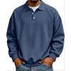 Men Raglan Sleeve Polo Sweatshirt Long Sleeve Button Placket Solid Color Loose Fit Casual Pullover