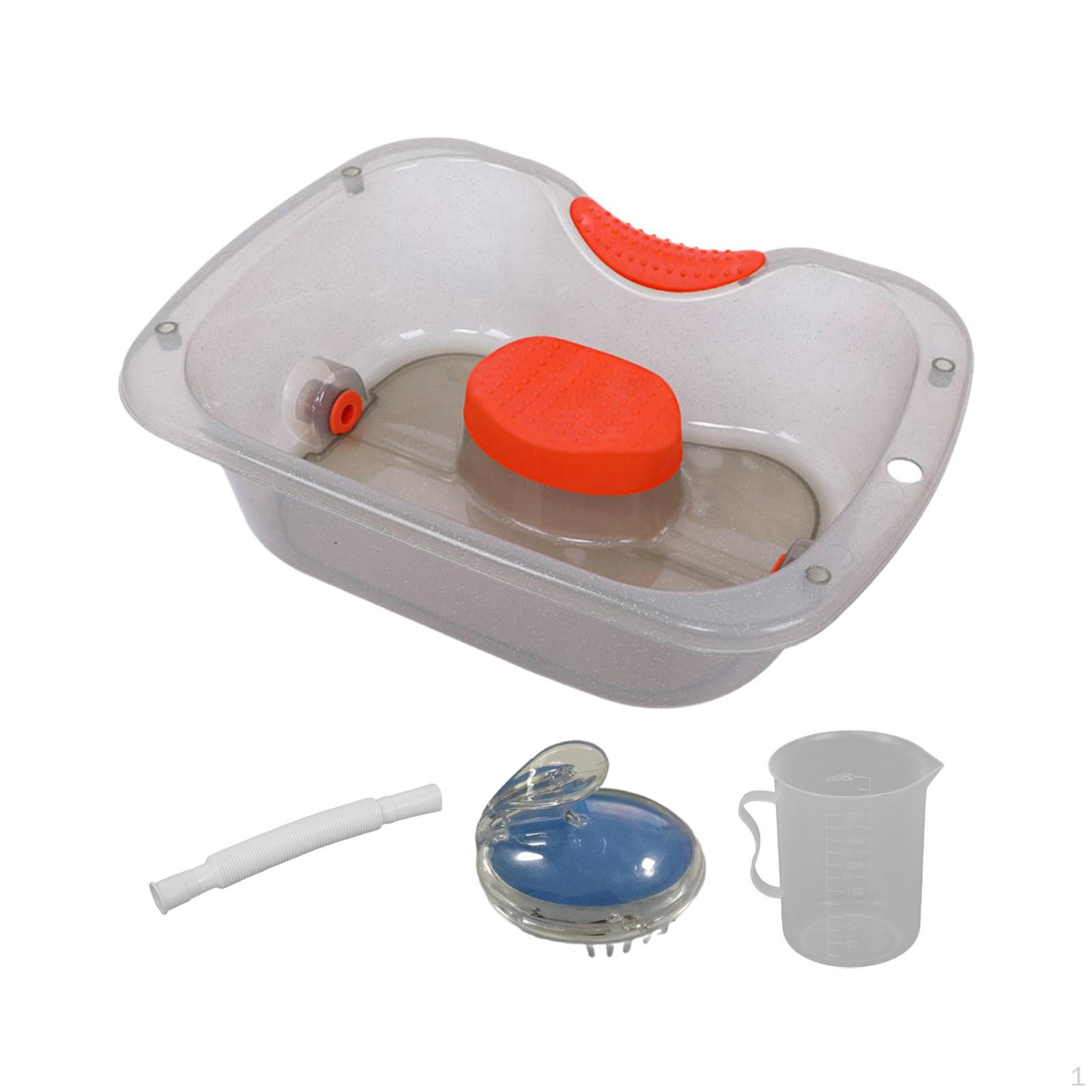 

Прикроватная раковина для шампуня с подушкой для головы. Удобный многоразовый поддон для мытья под раковиной. Шланг 150 см для серый