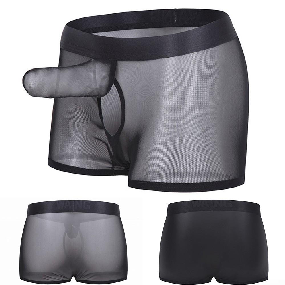 

Модные мужские трусы-боксеры с мешочком в виде носа слона и тканью из искусственной кожи