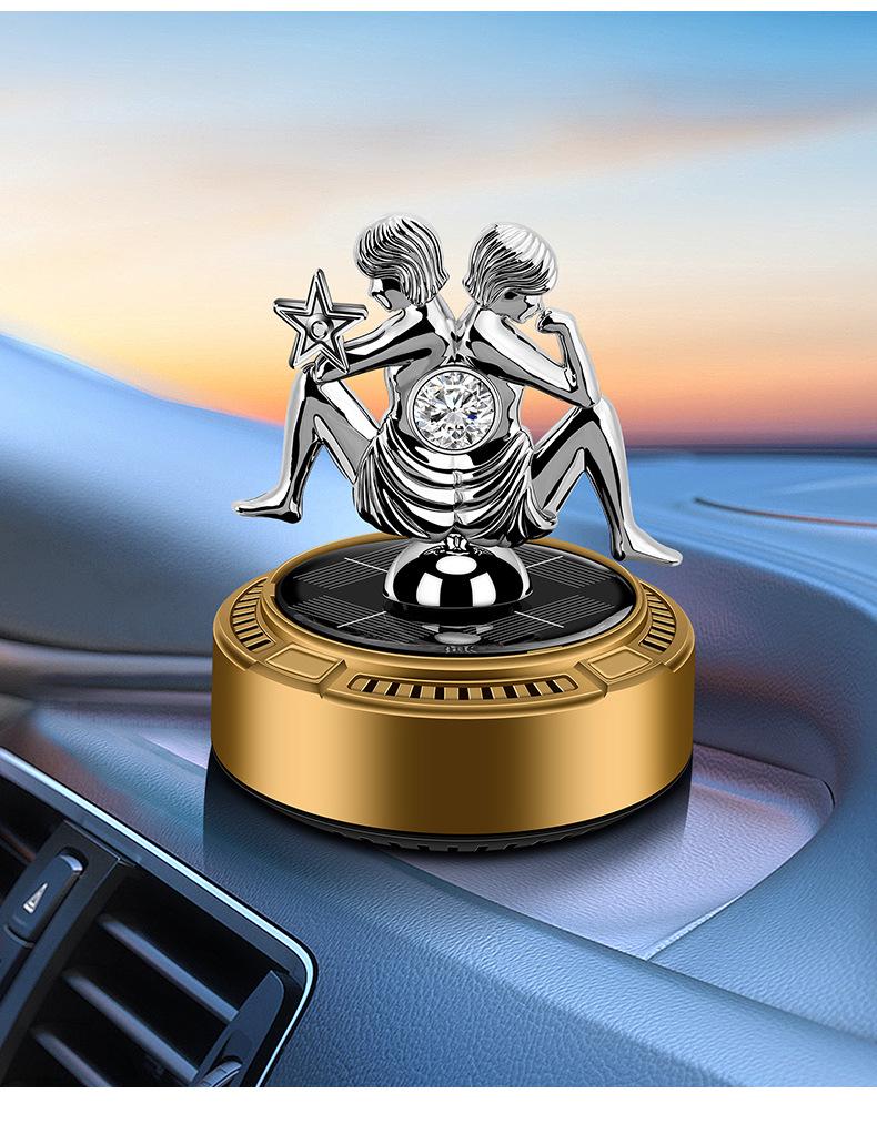 Solar-Powered Rotating Car Air Freshener with Angel's Glow Deodorizer Ornament