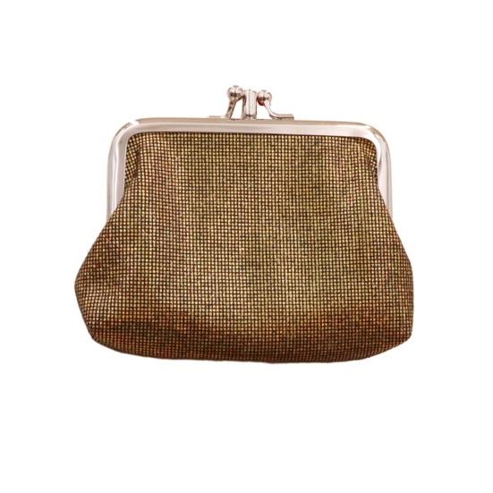 Vintage Glitter Mini Coin Purse, Portable Kiss Lock Closure Change Pouch, Double-layer Coin Wallet for Cards, Jewelry, Cash, Keys