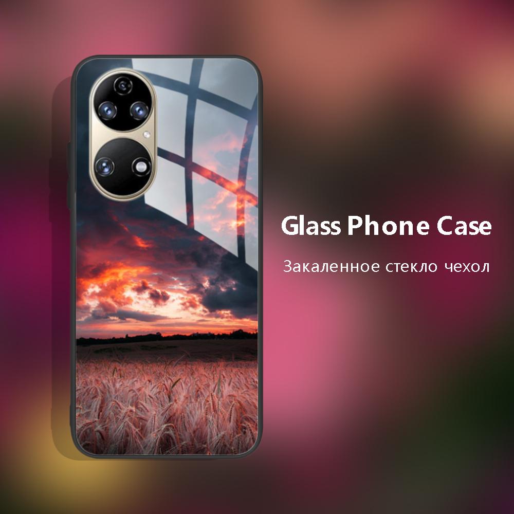 Pro Huawei P50 Pro Pouzdro P50E P 50 Luxusní tvrzené sklo Kryt telefonu Pro Huawei P50 Zadní kryt Módní ochranné TPU Coque P50Pro